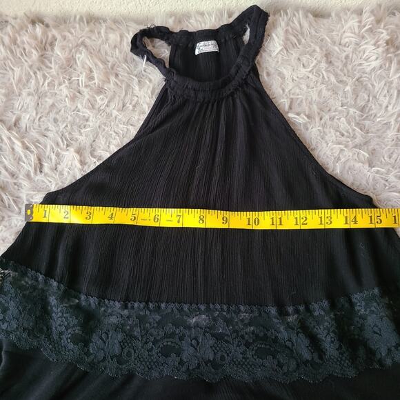 Intimately Free People Black Mesh Sleeveless Halter Asymmetric Hem Dress Size XS - Picture 10 of 12